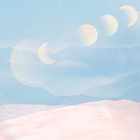 Aesthetic moon background, pastel landscape design 