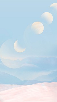 Moon iPhone wallpaper, pastel landscape design