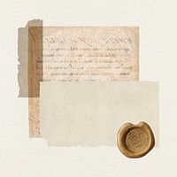 Vintage paper note with wax seal psd