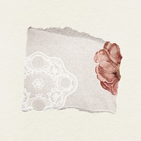 Ripped vintage paper with flower psd