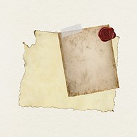 Burnt vintage paper with wax seal psd 