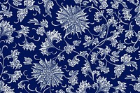 Oriental blue flower background, vintage colorful Chinese art