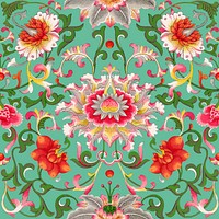 Decorative seamless pattern floral background, traditional flower art vector