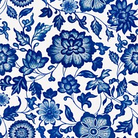 Chinese vintage seamless pattern flower background, decorative oriental art psd