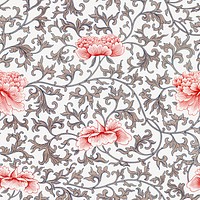 Decorative seamless pattern floral background, traditional flower art psd