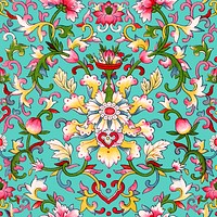 Decorative seamless pattern floral background, traditional flower art psd