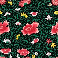 Vintage seamless pattern flower background, colorful oriental flower graphic vector