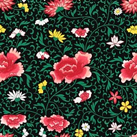 Decorative seamless pattern floral background, traditional flower art psd