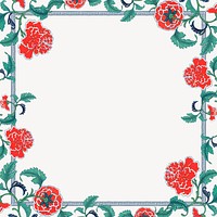 Floral peony flower frame, vintage Chinese graphic psd