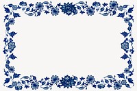Blue vintage flower frame, decorative design vector