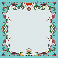 Colorful floral frame, aesthetic Asian graphic