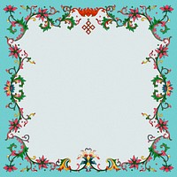 Colorful floral frame, aesthetic Asian graphic psd