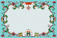 Colorful floral frame, aesthetic Asian graphic