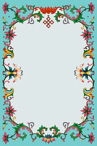 Colorful floral frame, aesthetic Asian graphic