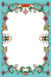 Colorful floral frame, aesthetic Asian graphic vector