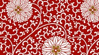 Vintage red flower desktop wallpaper, colorful oriental flower background