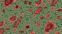 Vintage red flower desktop wallpaper, colorful oriental flower background