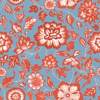 Vintage seamless pattern flower background, colorful oriental flower graphic psd