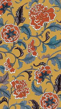 Oriental flower pattern mobile wallpaper, vintage colorful background 