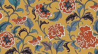 Yellow traditional flower desktop wallpaper, Asian floral background