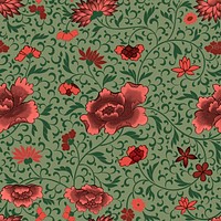 Vintage seamless pattern flower background, colorful oriental flower graphic psd