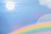 Rainbow background, blue sky design vector