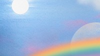 Rainbow sky computer wallpaper, blue background