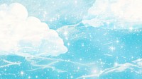 Aesthetic bling cloud computer wallpaper, blue sky background