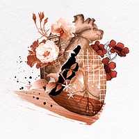Heart flower clipart, beautiful heart design