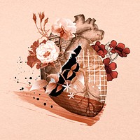 Floral heart clipart, mental health design