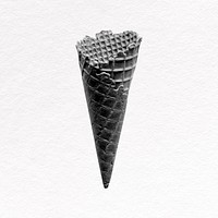 Ice cream cone clipart, grayscale food psd