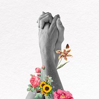 Aesthetic hands collage element, mixed media psd