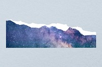 Galaxy ripped paper clipart, starry night psd