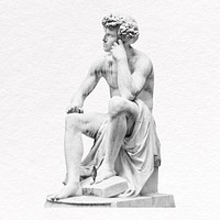 Thinking statue clipart, sculpture psd