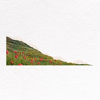 Flower field collage element, torn paper psd