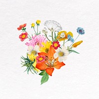 Aesthetic flower bouquet clip art, botanical design vector