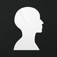 White silhouette head clipart, person psd