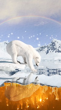 Polar bear iPhone wallpaper, melting glacier background