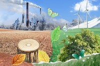 Environment collage background, consequences of hurting nature