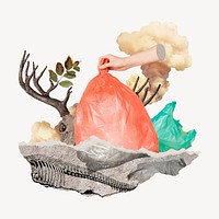 Landfill collage element, environment & trash management design vector