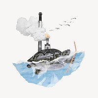 Sea turtle collage badge, nature & environment design vector