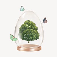 Nature aesthetic, tree protected in dome vector