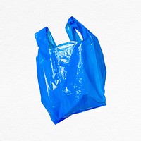 Blue plastic bag collage element, environment & trash management psd