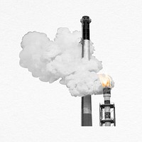 Oil refinery pollution collage element psd
