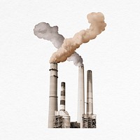 Factory pollution collage element psd