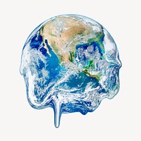 Global warming surreal collage element, melting globe vector