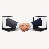Handshake, online business deal and partnership vector