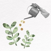 Growing money on tree collage element psd