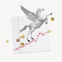 Unicorn on paper, market high concept vector
