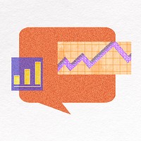 Speech bubble with charts and graphs  psd